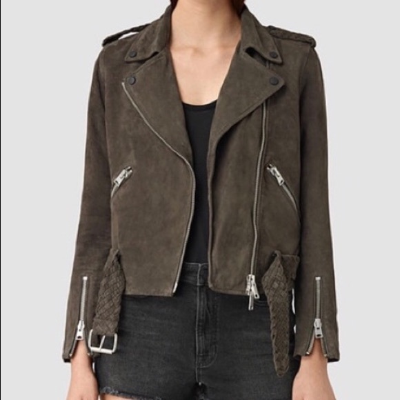 All Saints Jackets & Blazers - All Saints Suede Braided Wyatt Biker Jacket